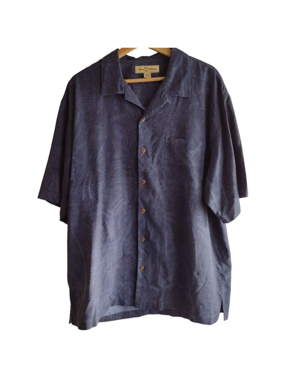 Tommy Bahama Silk Tonal Palm Print Camp Shirt L Button-Up Relaxed Fit Vacation